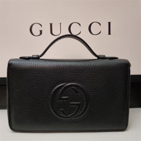 gucci soho leather travel document case|GUCCI Pebbled Calfskin Soho Travel Document Case Brown .